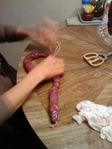 Twisting and poking the sausage